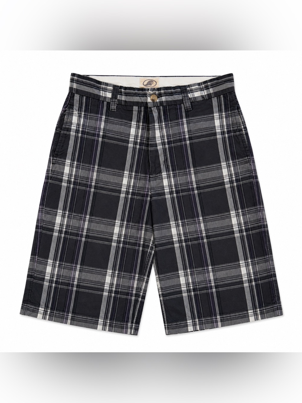 VINTAGE Y2K FIRST PLAID WALK CASUAL SHORTS SIZE 14 BLACK GRAY PURPLE  SKATE